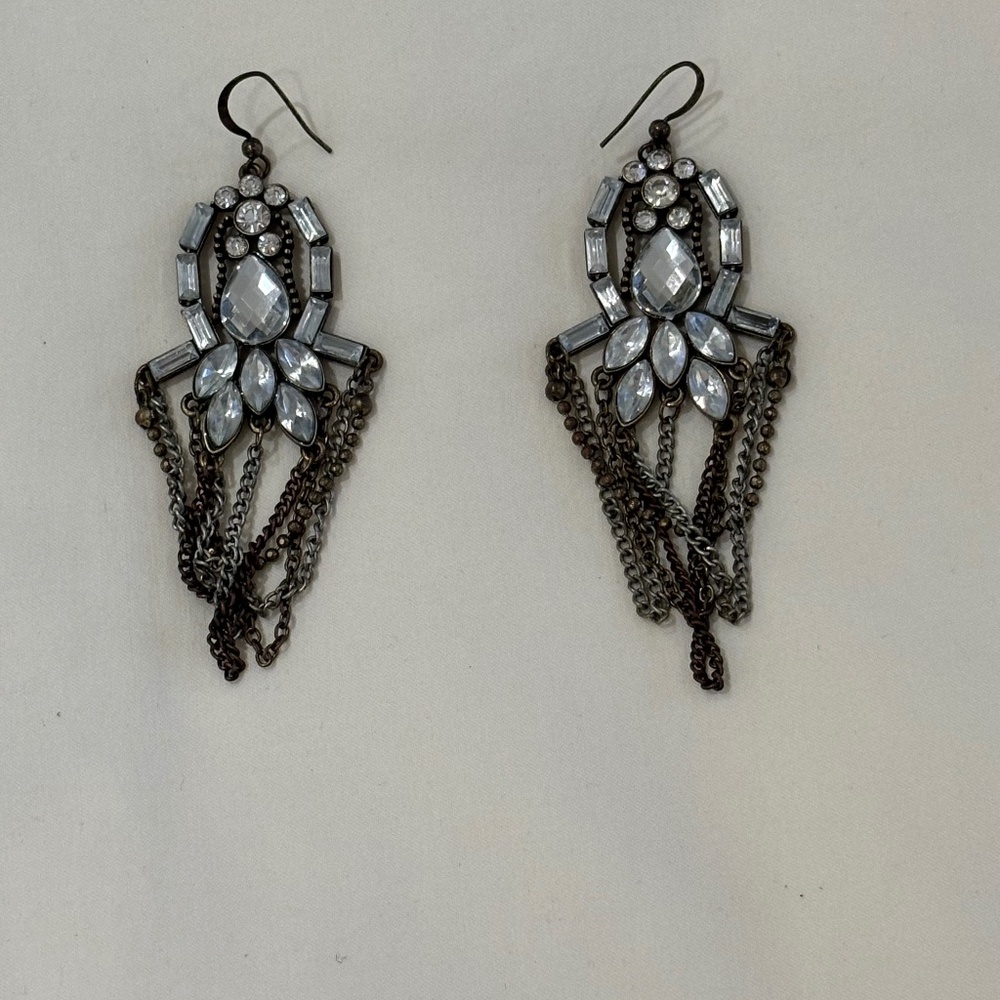 Crystal and Chain Earrings